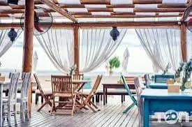 Seaside terrace with lounge seating